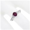 Image 3 : 14k White Gold Oval Pinkish Red Spinel Solitaire & Round Diamond Accents Ring