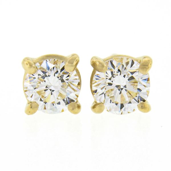 NEW Classic 14k Yellow Gold 0.44 ctw Round Brilliant Diamond Prong Stud Earrings