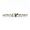 Image 1 : Antique Art Deco 14k White Gold Bezel Set Sapphire Etched Line Filigree Bracelet