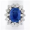 Image 2 : New Platinum AGL Ceylon NO HEAT Old Cut Sapphire Old Mine Diamond Large Ring