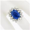 Image 4 : New Platinum AGL Ceylon NO HEAT Old Cut Sapphire Old Mine Diamond Large Ring