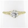 Image 2 : Antique Edwardian 14K Gold GIA 0.78 ctw European Diamond Solitaire Engagement Ri