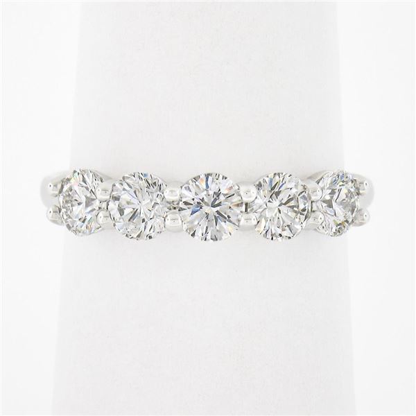 18k White Gold 1.24 ctw Round Ideal Low Profile Diamond 5 Stone Stack Band Ring