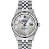 Image 3 : Rolex Mens Stainless Steel Diamond Lugs And Ruby Channel Set Diamond Datejust Wr