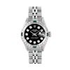 Image 2 : Rolex Ladies Stainless Steel Black Diamond And Emerald Date Wristwatch 26MM