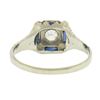 Image 3 : Antique Art Deco 18K White Gold 0.15 ctw Diamond w/ Sapphire Engraved Work Ring
