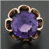 Image 2 : Antique 14k Gold 13.5mm Round Synthetic Alexandrite Belcher Prong Solitaire Ring