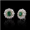 Image 1 : 4.45 ctw Emerald and 1.82 ctw Diamond Platinum and 18K Yellow Gold Earrings