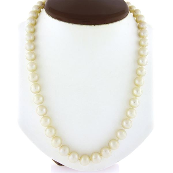 Estate 19" 8.5-9.5mm Classic Pearl Strand Necklace with 14k Gold Filigree Clasp