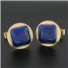 Image 1 : Vintage 14k Yellow Gold & Cushion Cabochon Cut Blue Lapis Mens Swivel Cuff Links