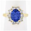 Image 1 : NEW 14k Yellow Gold 2.86 ctw Oval Violet Blue Tanzanite Round Diamond Halo Ring