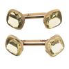 Image 5 : Mens Antique 10K Yellow Gold Dual Sided Bezel Cushion Lemon Quartz Cuff Links