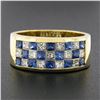 Image 2 : 18K Gold 2.16 ctw Invisible Set Alternating Sapphire Diamond Wide Stack Band Rin