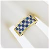 Image 3 : 18K Gold 2.16 ctw Invisible Set Alternating Sapphire Diamond Wide Stack Band Rin