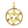 Image 2 : Vintage Israeli 14K Gold Open Star of David Red Stone Rope Circle Frame Pendant