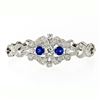 Image 1 : Antique Art Deco Platinum GIA Round Diamond Sapphire Infinity Leaf Link Bracelet