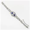 Image 5 : Antique Art Deco Platinum GIA Round Diamond Sapphire Infinity Leaf Link Bracelet