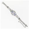 Image 6 : Antique Art Deco Platinum GIA Round Diamond Sapphire Infinity Leaf Link Bracelet