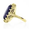 Image 6 : Vintage 18k Gold Elongated Oval Synthetic Alexandrite Solitaire Textured Ring