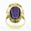 Image 7 : Vintage 18k Gold Elongated Oval Synthetic Alexandrite Solitaire Textured Ring