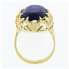 Image 8 : Vintage 18k Gold Elongated Oval Synthetic Alexandrite Solitaire Textured Ring
