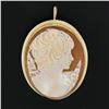 Image 2 : Vintage 14k Gold Large Detailed Oval Carved Shell Cameo Brooch Pin Pendant