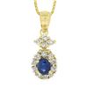 Image 2 : 14K Gold 0.85 ctw Sapphire & Diamond Halo Cluster Dangle Pendant w/ 20" Box Chai