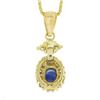 Image 5 : 14K Gold 0.85 ctw Sapphire & Diamond Halo Cluster Dangle Pendant w/ 20" Box Chai