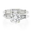 Image 5 : Vintage 14k Gold GIA Round Diamond Baguette 2.94 ctw Engagement Wedding Ring Set