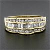 Image 2 : 14k Yellow Gold 1.39 ctw Channel Set Round & Baguette Cut Diamond Wavy Band Ring
