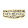 Image 4 : 14k Yellow Gold 1.39 ctw Channel Set Round & Baguette Cut Diamond Wavy Band Ring