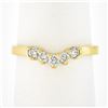 Image 1 : NEW 14k Yellow Gold .26 ctw Round Prong Diamond Curved Stackable Wedding Band Ri