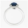 Image 9 : Platinum GIA NO HEAT Cushion Sapphire Solitaire w/ Diamond Halo Engagement Ring
