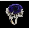 Image 4 : GIA Cert 22.45 ctw Tanzanite and Diamond Ring - 14KT White Gold