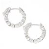 Image 4 : NEW Classic 14k White Gold 1.23 ctw 10 Round Diamond 15.7mm Huggies Hoop Earring
