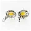 Image 5 : FINE 18K White Gold 7.80 ctw Oval Citrine & Brilliant Diamond Double Halo Earrin