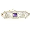 Image 2 : Antique Art Deco 14k Two Tone Gold Amethyst & Old Diamond Etched Filigree Brooch