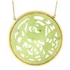 Image 2 : 25" Vintage 14k Gold Large Carved Pierced Green Jade Medallion Pendant Necklace