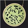 Image 3 : 25" Vintage 14k Gold Large Carved Pierced Green Jade Medallion Pendant Necklace