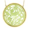 Image 6 : 25" Vintage 14k Gold Large Carved Pierced Green Jade Medallion Pendant Necklace