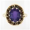 Image 1 : Antique Victorian 14K Gold Oval Amethyst Solitaire w/ Heart Open Work Halo Ring