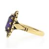 Image 5 : Antique Victorian 14K Gold Oval Amethyst Solitaire w/ Heart Open Work Halo Ring