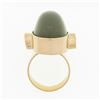 Image 8 : 22K Gold Large GIA Oval Cabochon Bezel Cat's Eye Moonstone Trillion Peridot Ring