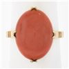 Image 2 : Vintage 14k Yellow Gold GIA Oval Cabochon Salmon Orange Coral Solitaire Ring