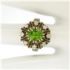 Image 8 : Vintage 14K Yellow Gold 2.43 ctw Oval Peridot Diamond & Black Enamel Halo Ring