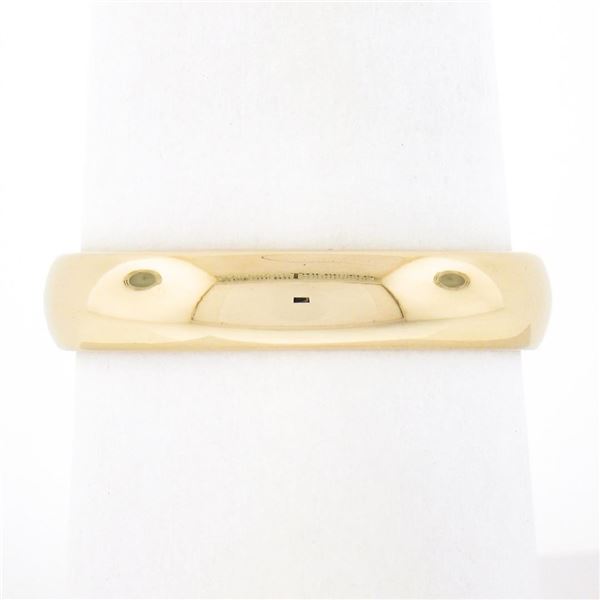 Unisex Classy 14K Yellow Gold 4mm Plain Domed Polished Stack Wedding Band Ring