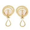 Image 6 : 14K Yellow Gold 11mm Mabe Pearl & Dual Channel Diamond Circle Button Earrings