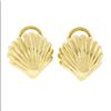 Image 1 : Craig Drake 18K Yellow Gold Polished Grooved Sea Shell Clip On Earrings