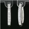 Image 2 : NEW 14k White Gold 0.36 ctw Round Pave Diamond 15.5mm Medium Huggie Hoop Earring