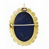 Image 4 : Antique Etruscan Revival 14k Gold GIA Carved Oval Blue Lapis Pendant or Brooch